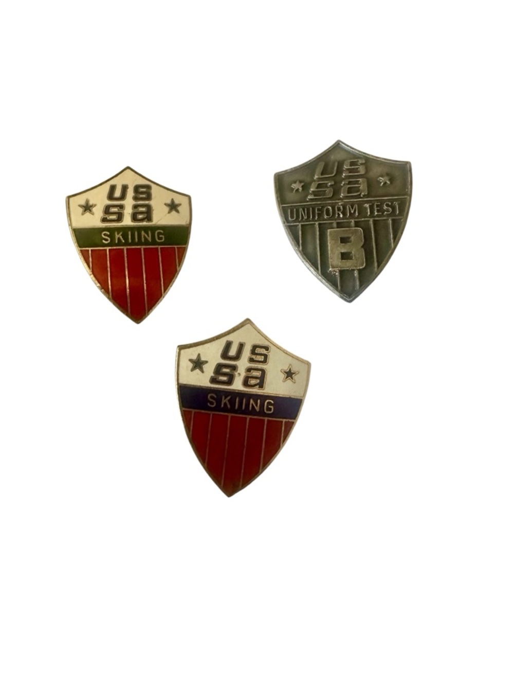 USA Skiing Shield Lapel Pins - Red, Blue, White (Set of 3)